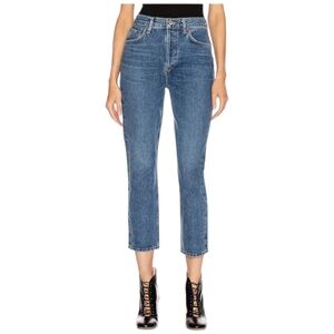 Agolde Riley High Rise Straight Crop Jeans in Air Blue